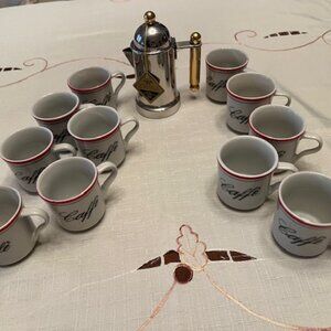 Kontessa Coffee Dispenser & 11 Espresso 'Caffe' Cups